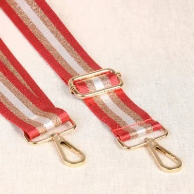 Sangle pour sac 38 mm Rouge et or - Avec mousquetons