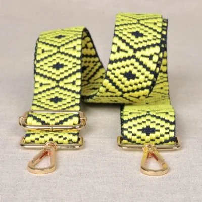 Sangle pour sac 40 mm Jaune et noir - Avec mousquetons