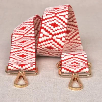 Sangle pour sac 40 mm Blanc et rouge - Avec mousquetons