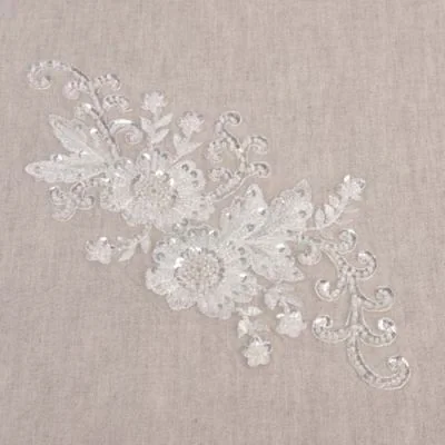 Ecusson à coudre Perles Mariage n°2 Blanc