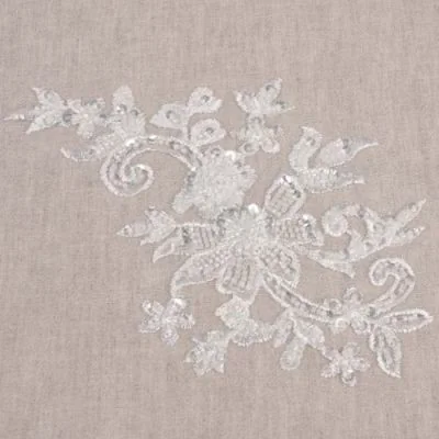 Ecusson à coudre Perles Mariage n°3 Blanc