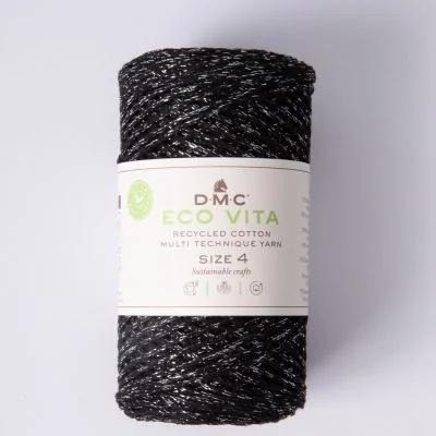 Fil Eco Vita – Métallisé - Coton Recyclé Taille 4 Noir