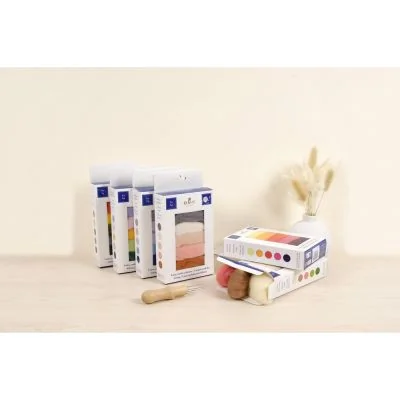Laine cardée pour feutrage, paquet de 5 coloris Vitamine