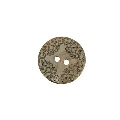 Bouton nacré  gravé 18 mm - Ecru