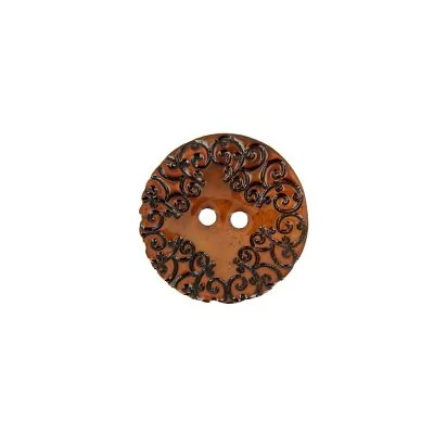 Bouton nacré  gravé 22 mm - Rouille