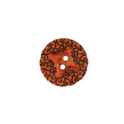 Bouton nacré  gravé 22 mm - Rouge