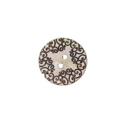 Bouton nacré  gravé 18 mm - Rose clair