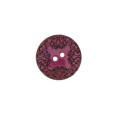Bouton nacré  gravé 22 mm - Rose