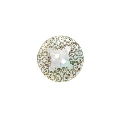 Bouton nacré  gravé 22 mm - Naturel