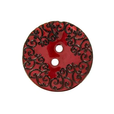 Bouton nacré  gravé 27 mm - Ecarlate