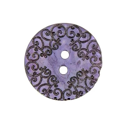 Bouton nacré  gravé 35 mm - Violet clair