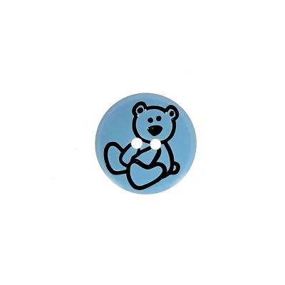 Bouton ourson Teddy 15 mm - Bleu