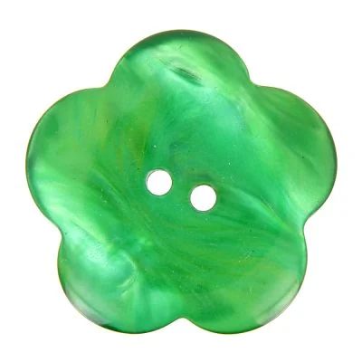 Bouton fleur nacré 38 mm - Vert