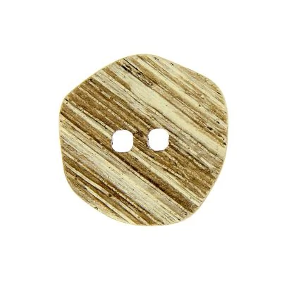 Boutons en bois rayé façon corne 36 mm - Blanc