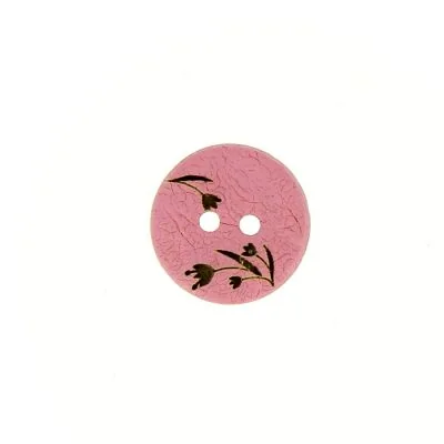 Bouton bois fleur gravé 12 mm - Rose