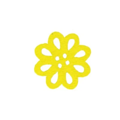 Bouton fleur en bois 20 mm - Jaune