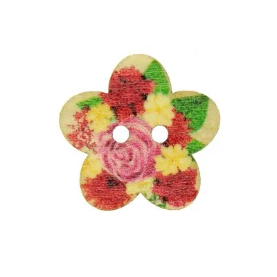Bouton Fleur en bois 25 mm - Bouquet de fleur