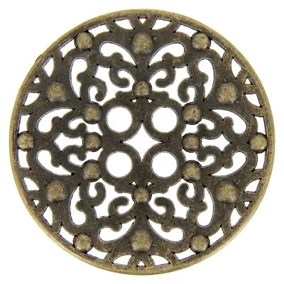Bouton grande taille en métal plat ajouré 80 mm - Bronze