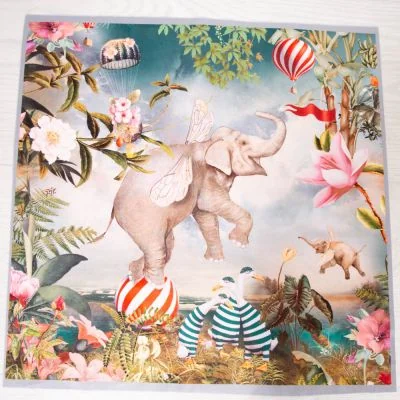 Carré tissu Velours épais tout doux Cirque et végétations