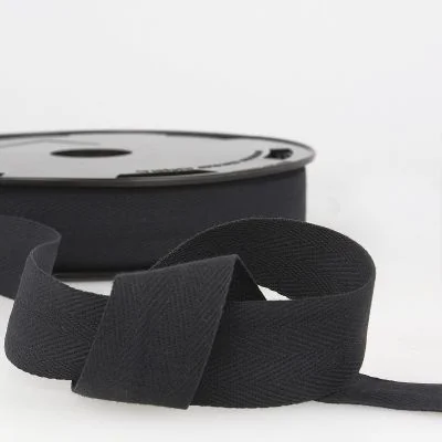 Sergé Coton 14 mm Noir x1m