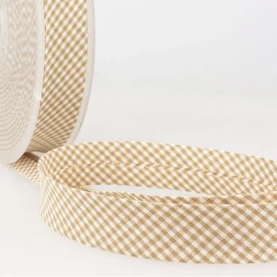 Biais tissé 20 mm Jaune sécurité Petits carreaux x1m