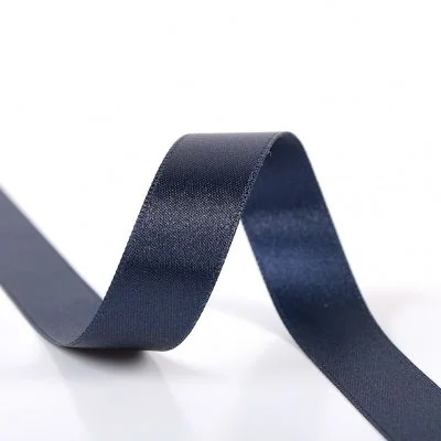 Ruban Satin double face 10 mm Bleu marine x1m