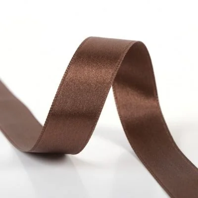 Ruban Satin double face 10 mm Marron brun x1m