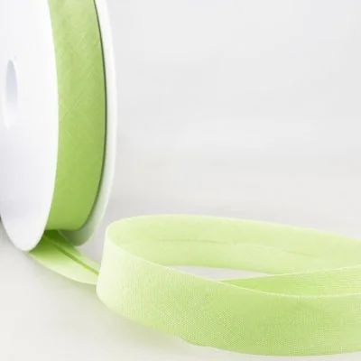 Biais replié tout textile 27 mm Vert blanc x1m