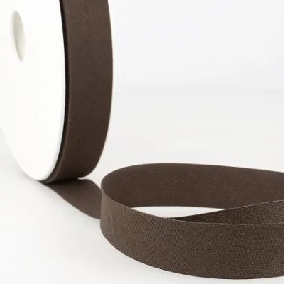 Biais replié tout textile 27 mm Marron chocolat x1m