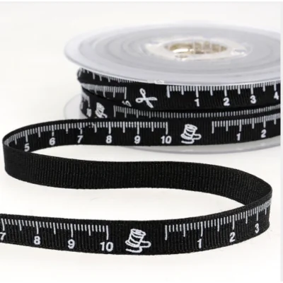 Ruban imprimé 10 mm Noir Mètre couture x1m