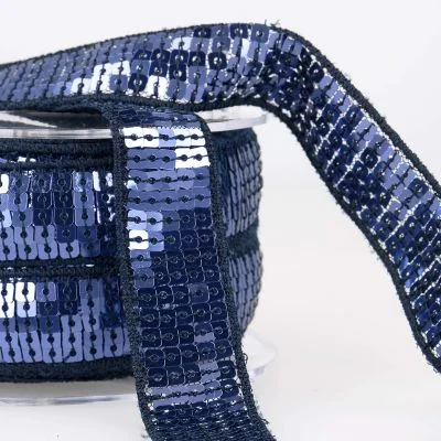 Galon Paillettes 10 mm Bleu nuit x1m