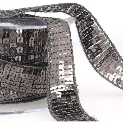 Galon Paillettes 22 mm Gris Paillettes x1m