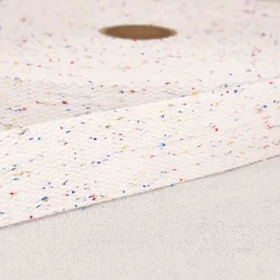 Sangle Polyester aspect Coton 30 mm Blanc moucheté ×1m
