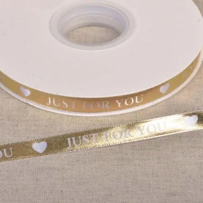 Ruban imprimé Just for You 10 mm Or x1m