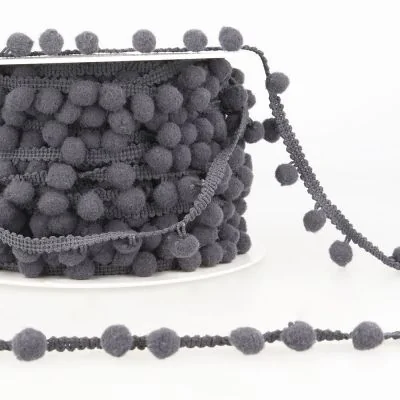 Galon Petit pompon Gris anthracite - Au mètre