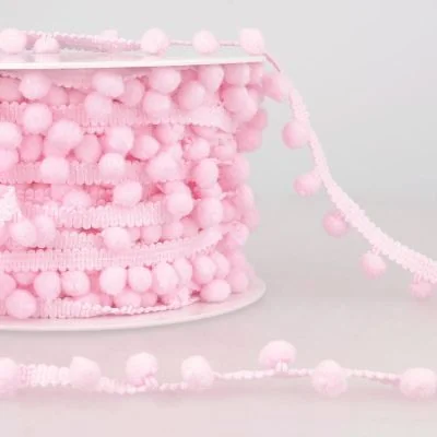 Galon Petit pompon Rose pastel - Au mètre