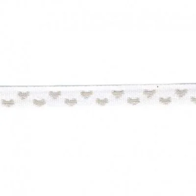 Galon surpiqué coeur 9 mm Blanc x1m