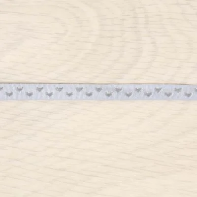 Galon surpiqué coeur 9 mm Gris x1m
