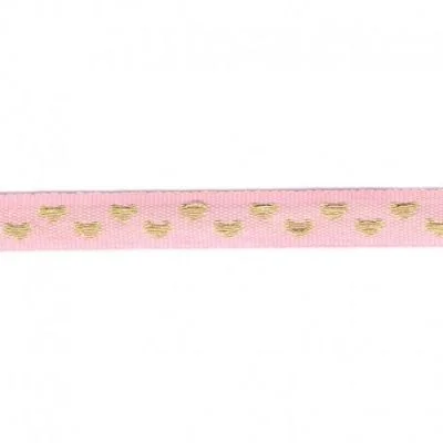 Galon surpiqué coeur 9 mm Rose x1m