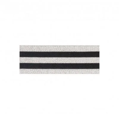 Ruban Galon rayé 30 mm Noir et argent x1m