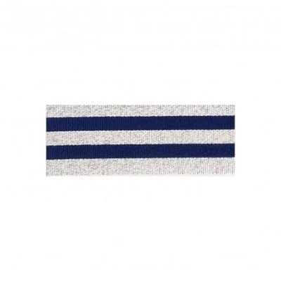 Ruban Galon rayé 30 mm Bleu Marine et argent x1m