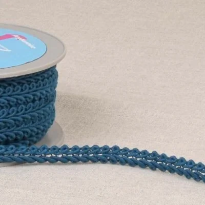 Galon points d&#039;épis 11 mm Bleu canard x1m