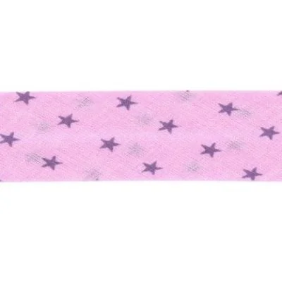 Biais étoiles Frou-Frou Rose pâle et violet