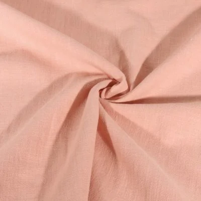 Tissu 100% Lin uni Rose saumon - Par 10 cm
