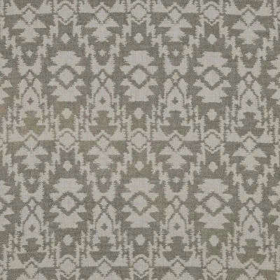 Tissu Jacquard Double gaze Ethnique vert sur fond Ecru - Par 10 cm