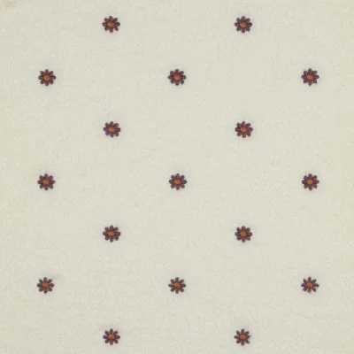 Tissu Sherpa Fleurs brodées sur fond Ecru - Par 10 cm