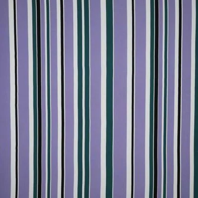 Tissu Viscose légère Rayé blanc et canard sur fond Lilas - Par 10 cm