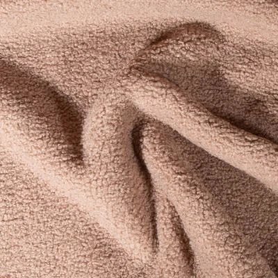 Tissu Bouclette Teddy envers Polaire uni Beige - Par 10 cm