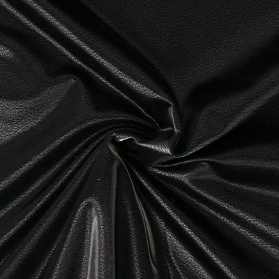 Tissu Simili Cuir Stretch envers polaire effet satiné uni noir - Par 10 cm