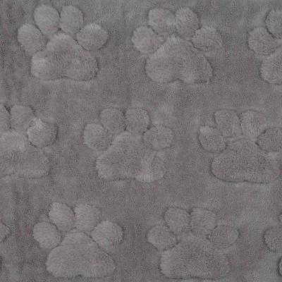 Tissu Fausse fourrure Misha patoune uni Gris - Par 10 cm